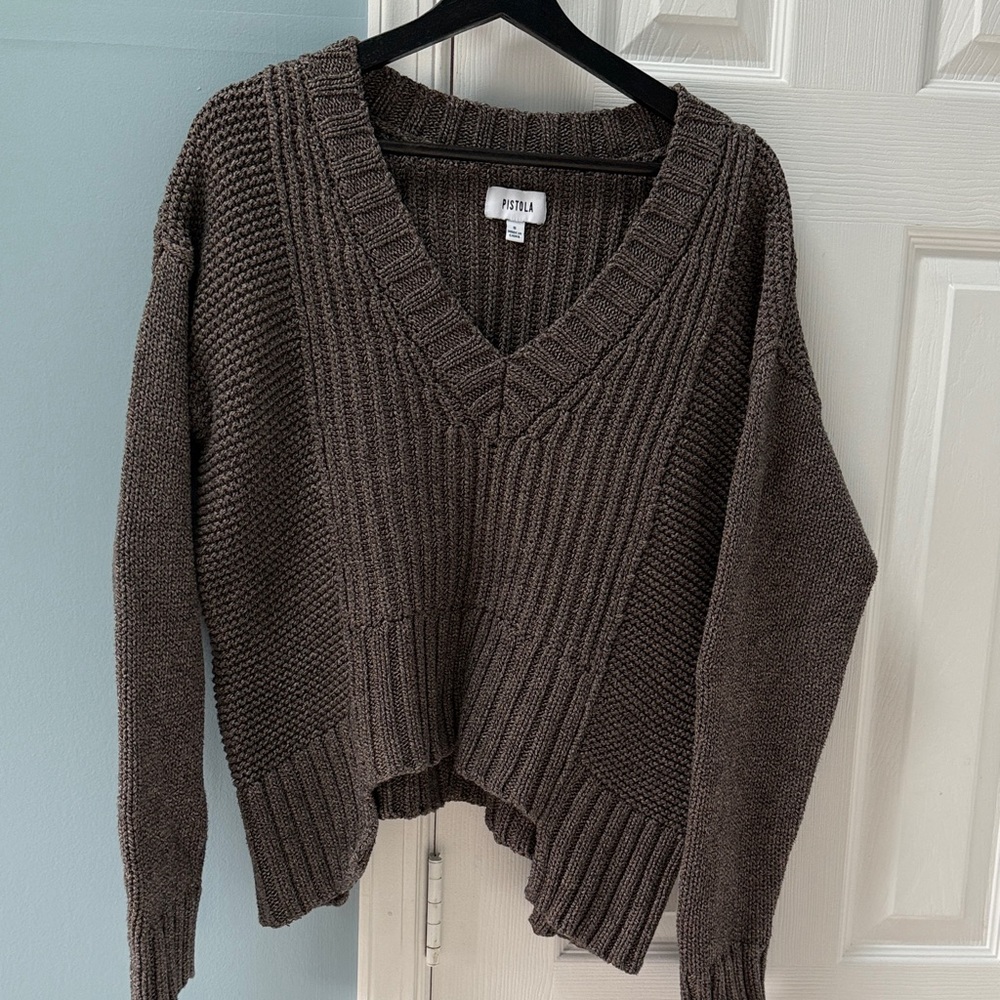 Pistola Charcoal V-Neck Sweater